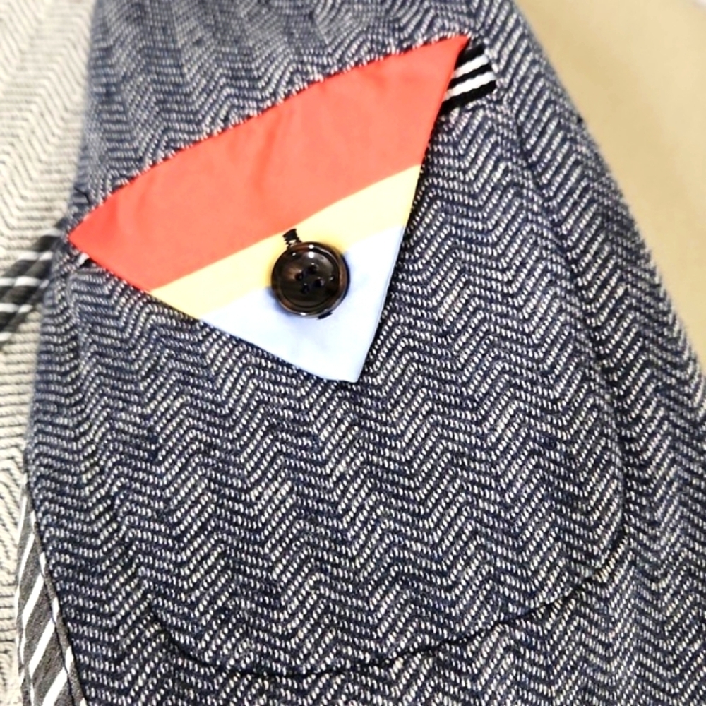ECRU 💯 Cotton Herringbone Blazer Size Medium - Picture 10 of 10